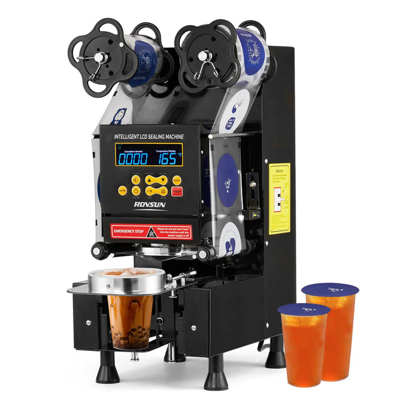 350W 110V Scelleuse automatique de tasses avec affichage LCD intelligent argent, Noir