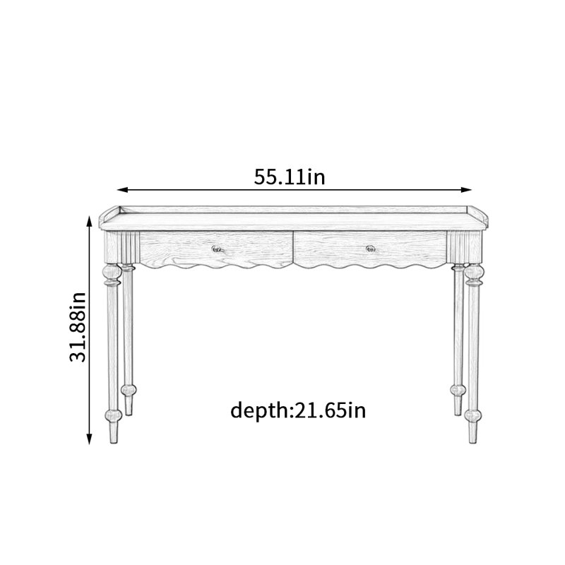 Softly coloured white writing desk 55.11 inches