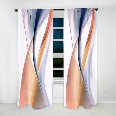 Orange Blue Fractal Ripples VI - Fractals Curtain - Blackout Abstract Curtain - 1 Panels