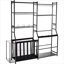 Metal sports equipment storage organizer, garage golf gear storage rack, classic black, 37.4 inch multi-compartment unit for two golf bags and outdoor gear