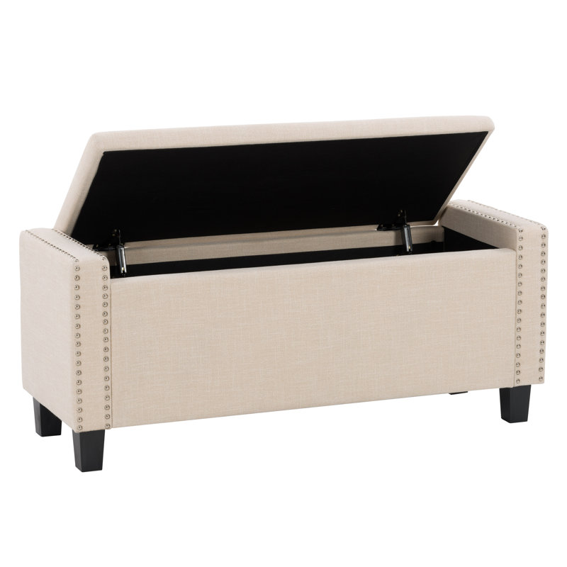 Thane Polyester Upholstered Storage Bench, Beige