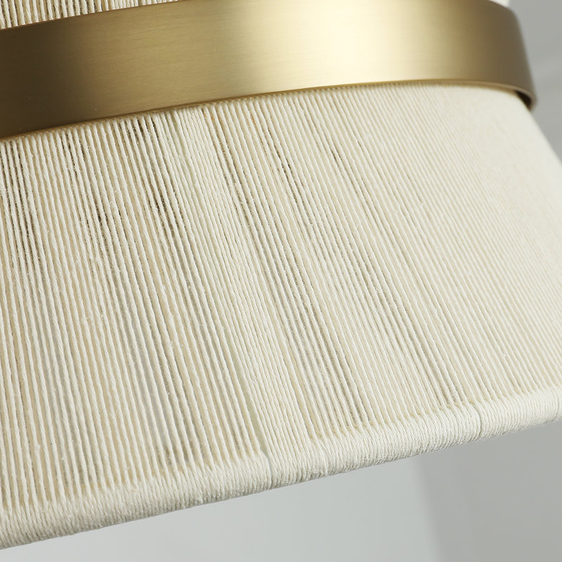 2-Light Boho Rattan Ceiling Light Semi Flush Mount with Gold Finish