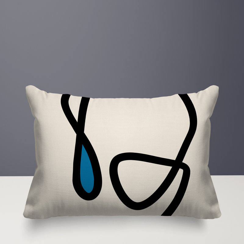 Coussin lombaire réversible intérieur / extérieur Jai Abstract, H 14 po x l 20 po, Turquoise