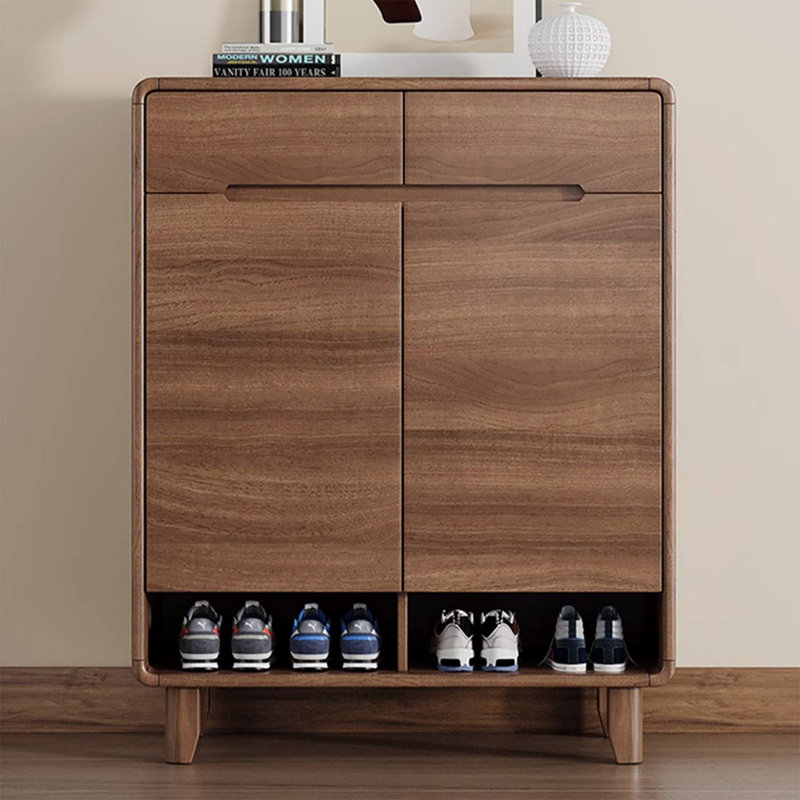 Rangement pour chaussures en bois manufacturé moderne brun massif, H 39,37 po x l 23,62 po x P 13,78 po