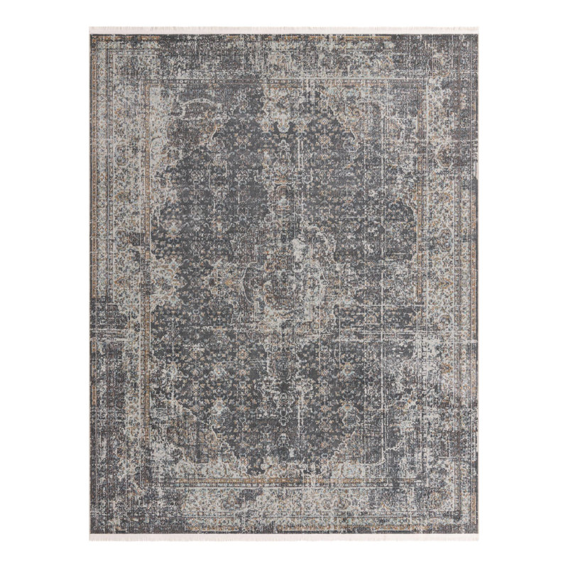 Tapis oriental gris fumée Folmar, Rectangle 2 pi 2 po x 3 pi 1 po