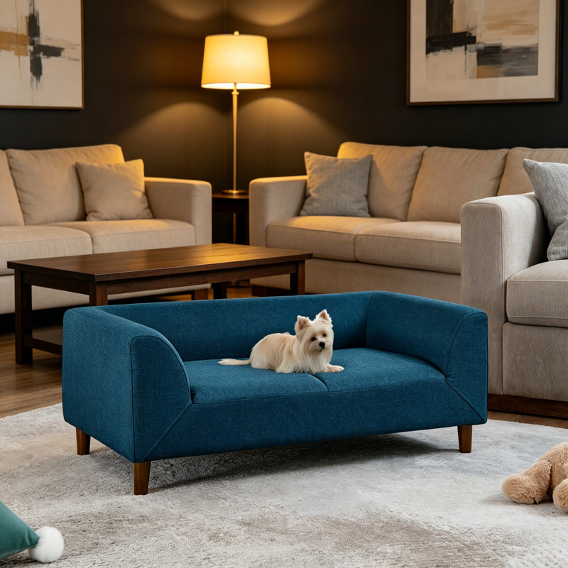 Boneless Modern Sofapet Sofa With Backrest And Armrests, Modern Rectangular Pet Sofa Suitable Medium And Large Dogs, Soft Cushion Comtable Dog Sofa,-- Grey