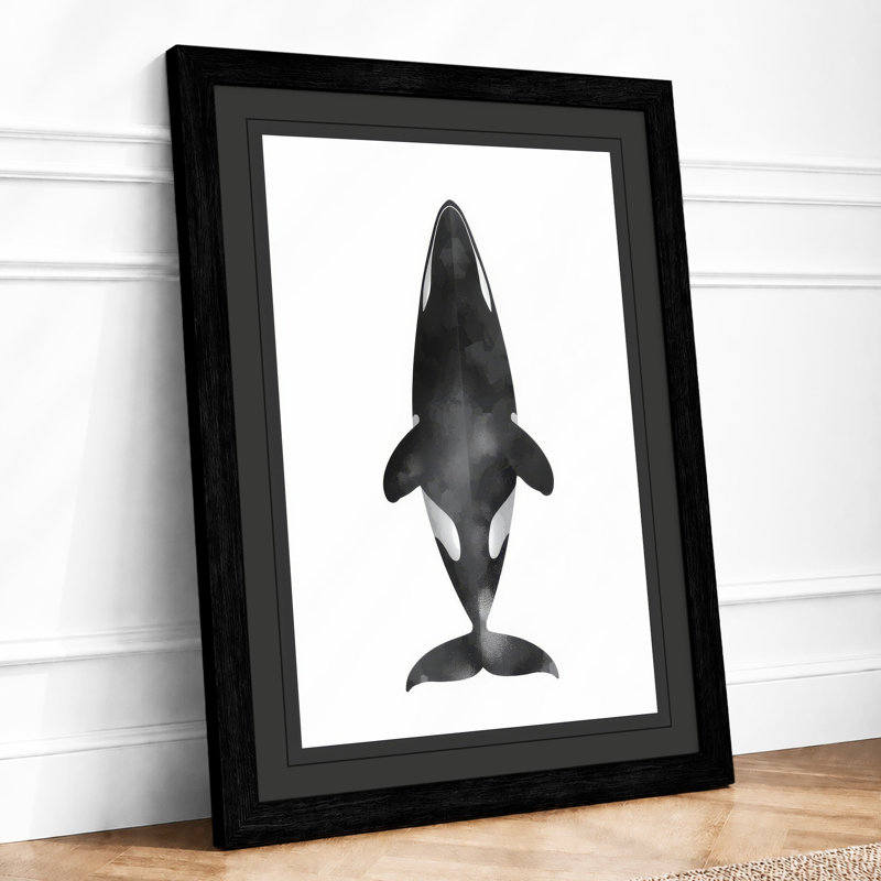 Shark Study Japandi - Framed Print, Black, A4 - 29.7 x 21.0 cm