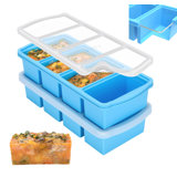Silicone Freezer Trays With Lid,1-Cup Soup Freezer Container Large Ice Cube Moulds With Reinforced Steel Ring Top For Freezing Soup Sauce Broth Leftovers Oven Dishwasher -Safe(2-Pack)
