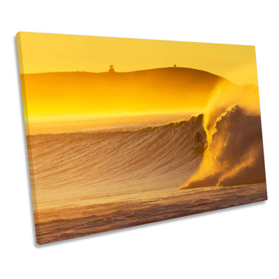 Surfer Sunset Beach Wave Surf - Wrapped Canvas Print