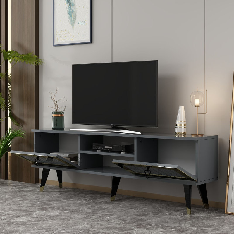 Olivia TV Stand for TVs up to 60", Grey/Gold