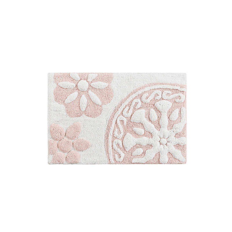 Medallion Cotton Tufted Bath Rug, Pink