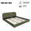 Grand lit plateforme avec tissu en velours, lit tapissier avec tête de lit épaisse Curve Design, vert olive-1132547733-1132547731