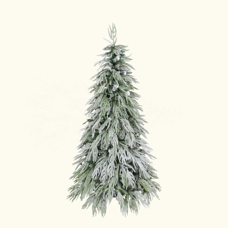 Arbre de Noël enneigé en épinette pré-éclairé, arbre de Noël articulé artificiel avec lumières DEL, décoration de bureau pour les Fêtes