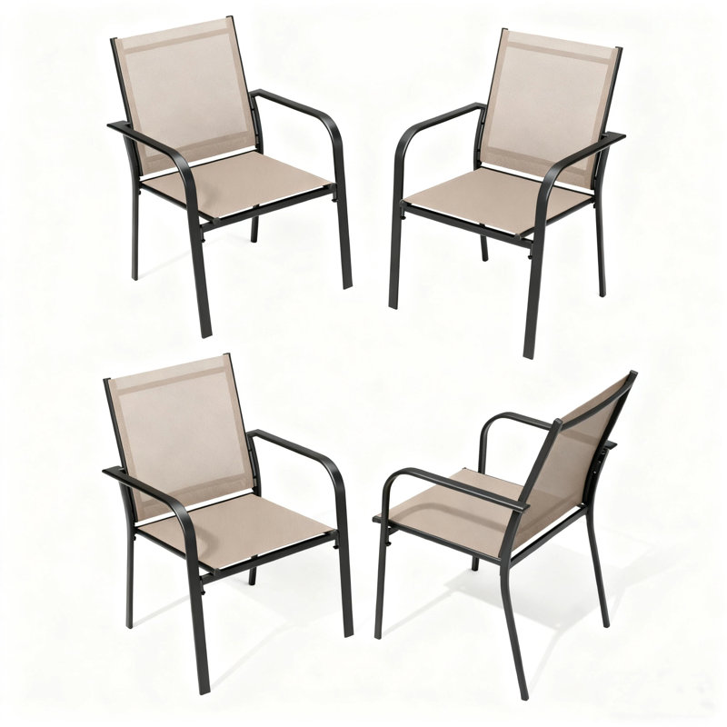 Chaise de salle à manger en métal 4 pièces pour l'extérieur