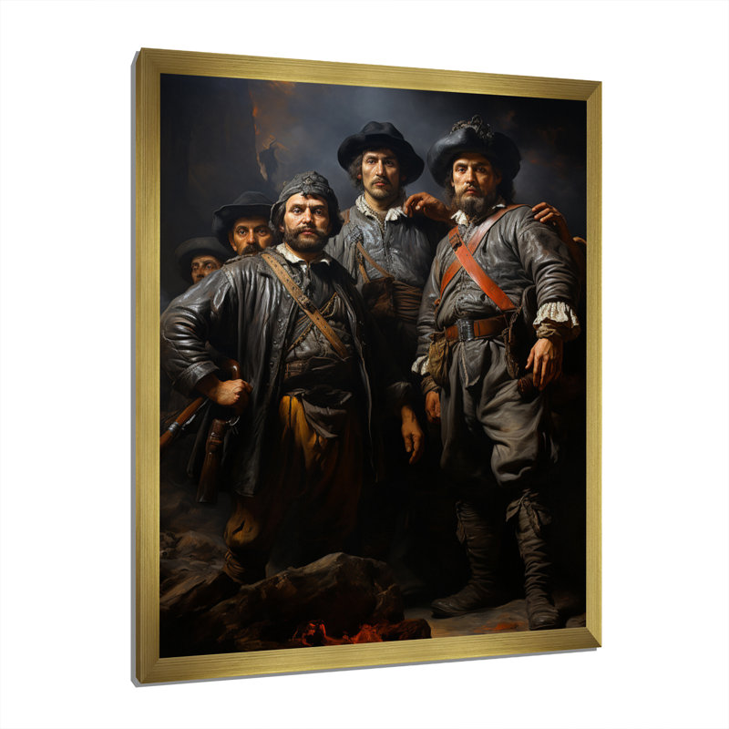 Chef-d'œuvre «The Night Watch» par Rembrandt II - impressions sur toile, H 32 po x l 24 po x P 1 po, Encadrement doré