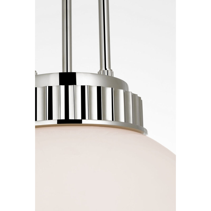 Cavill 12" Pendant with White Glass, Polished Nickel