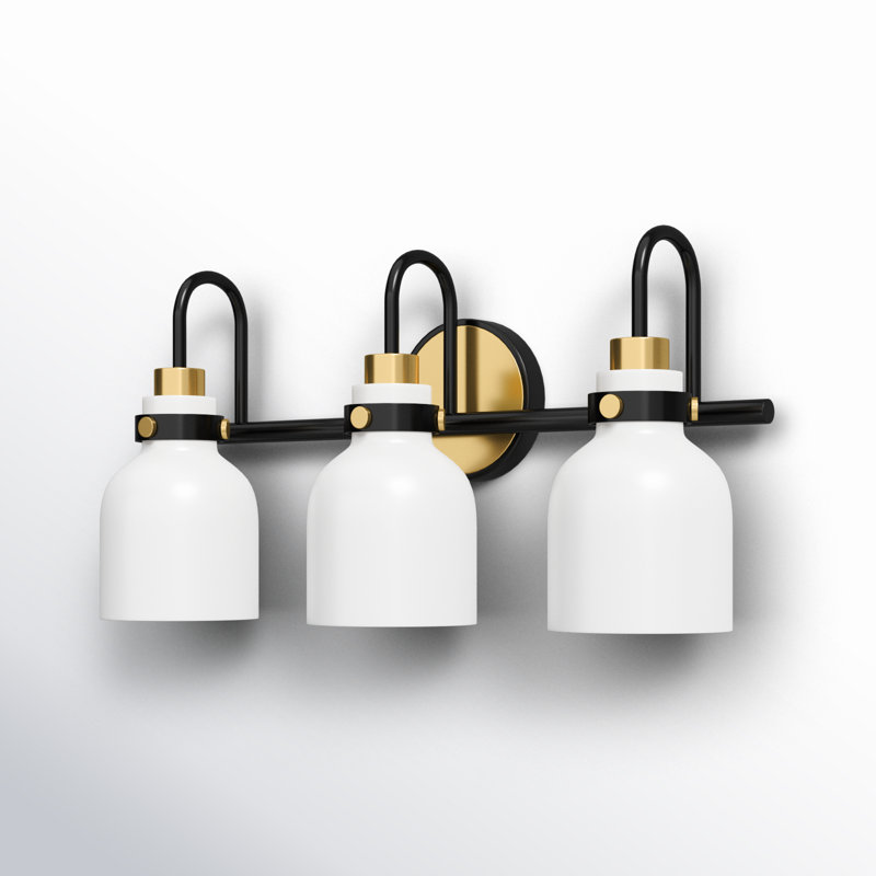 Arold 3 Light Colorful Dimmable Vanity Light, Satin Brass