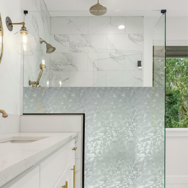 Silver Etched Glass Privacy Window Film, 25.25" x 2.5"