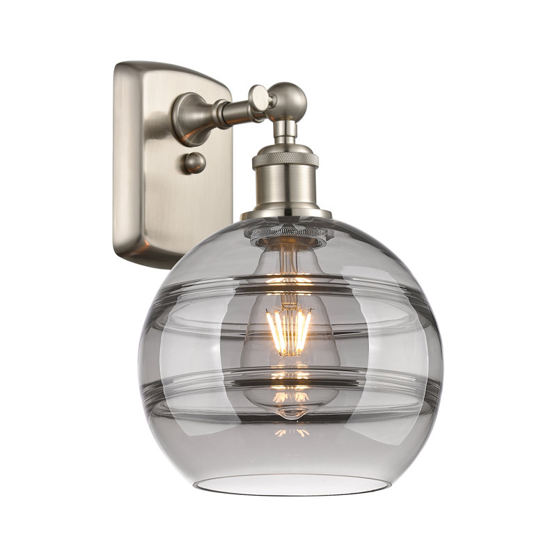 Applique murale 1 lumière Ballston Bienes, Gris fumée clair, H 10,88 po x l 8 po x P 8,13 po, Nickel satiné