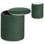 HOMCOM Round Storage Ottoman Pouffe Velvet-Feel Hidden-1905840293
