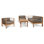 Soho 4 Piece Teak Sunbrella Sofa Set With Cushions