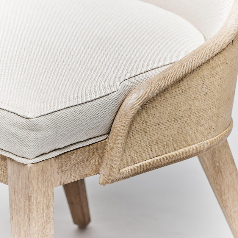 Siesta 19'' H Upholstered Mahogany Side Chair, White Ceruse, White Flax Weave