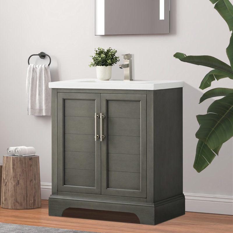 30" Single Bathroom Vanity Set, Silver Gray