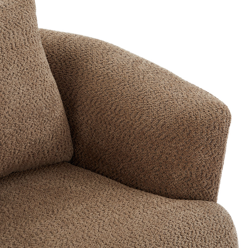 360° Chenille Upholstered Swivel Barrel Chair Accent Sofa with Throw Pillow for Living Room Bedroom Office Hotel, Brown