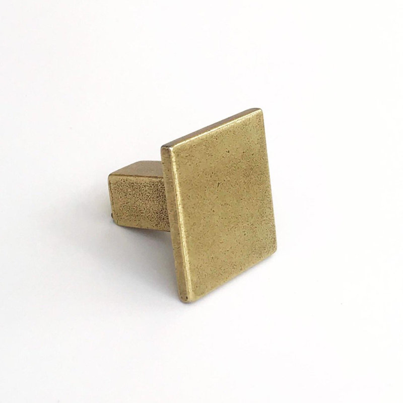 Lora 1-3/16" Square Knob in Aged Brass