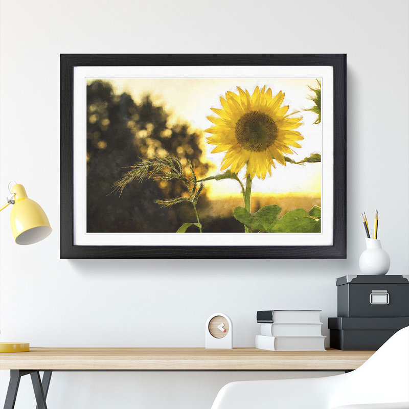 Sunflower Vol.2 - Picture Frame Painting, 48cm H x 65cm W x 2cm D, Black Framed