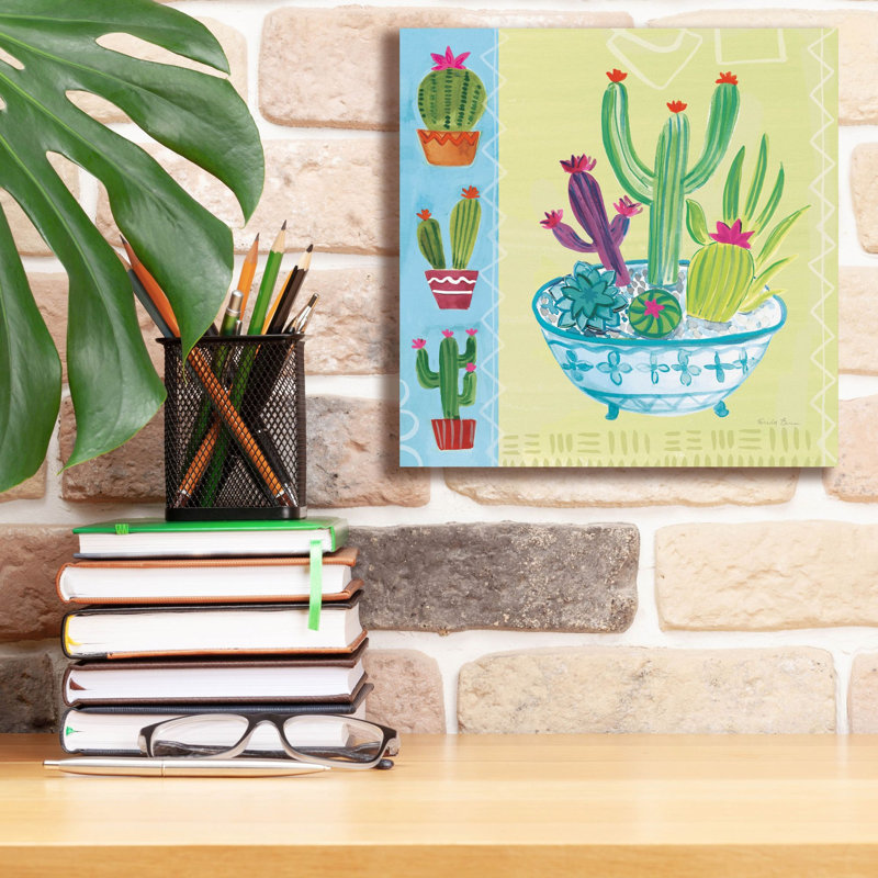 "Epic Graffiti" Cacti Garden 3 No Birds and Butterflies "par Farida Zaman, art mural sur toile, 12 po x 12 po