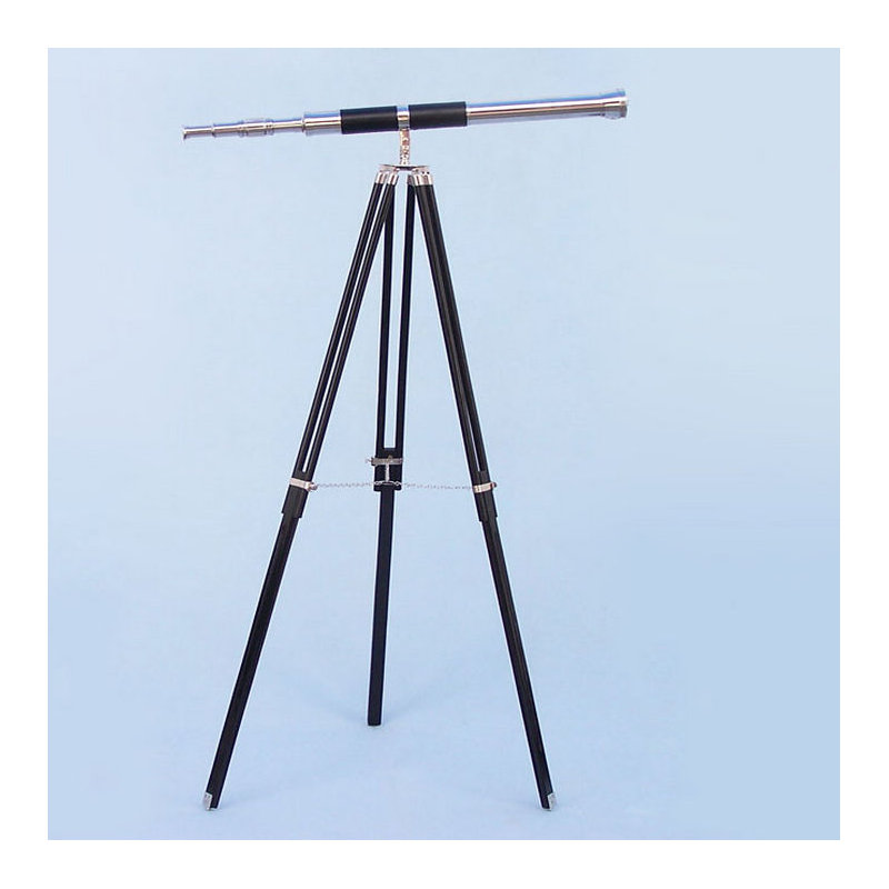 Admiral's Entertainment Decorative Telescope, Chrome/Leather