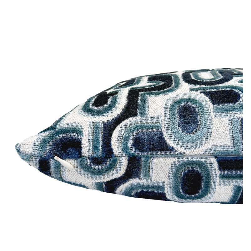 Housse de coussin en velours Retro Graphic, Bleu, 14 x 20 po