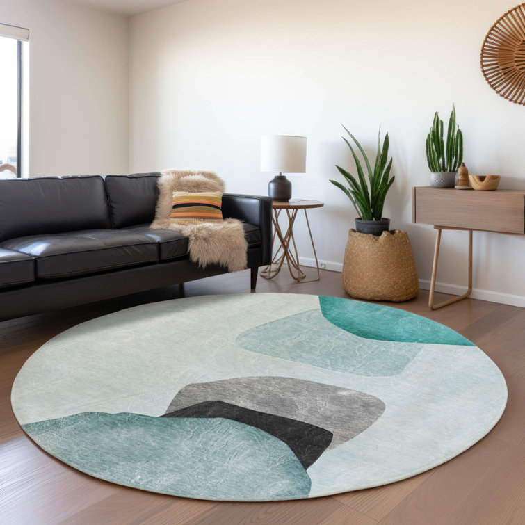Premium Machine Washable Cerrito Amf547 Teal Rug
