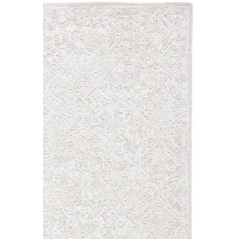 Martha Stewart Hand Tufted Wool/Viscose/Cotton Southwestern Rug in Light Gray/Taupe, Square 6'