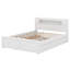Grand lit plateforme avec rangement en bois avec 2 tiroirs et 1 lit gigogne simple, tête de lit avec rangement à DEL pour enfants adultes-1213323636