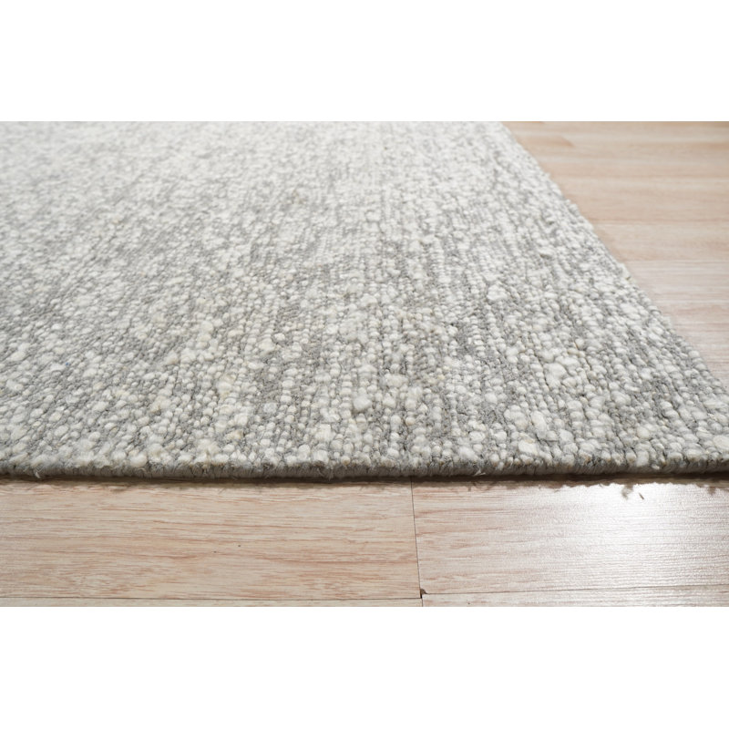 Opulent Alluring Silver Handmade Wool Area Rug, Rectangle 8' x 10'