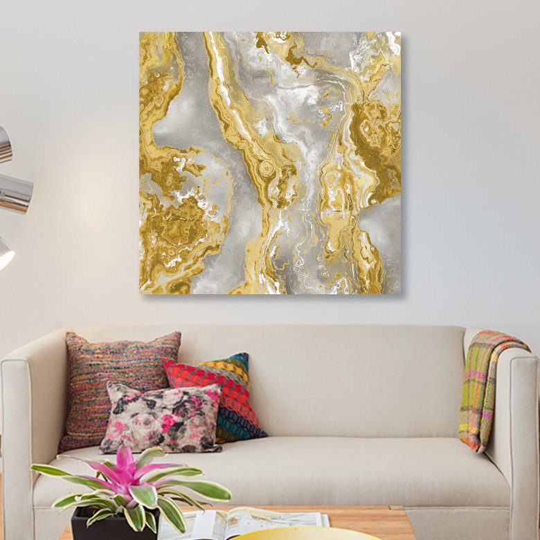 «Onyx Golden», impression sur toile, H 12 po x l 12 po x P 1,5 po, Pas de tapis, Toile tendue