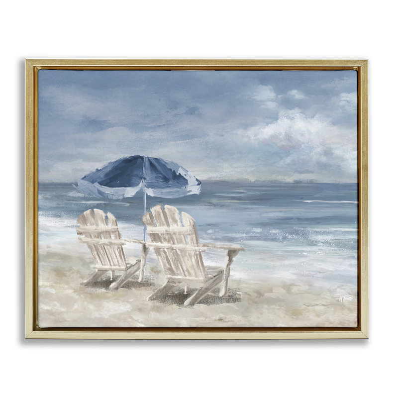 Chaises de plage sereines, H 25 po x l 31 po, Cadre flottant métallique doré