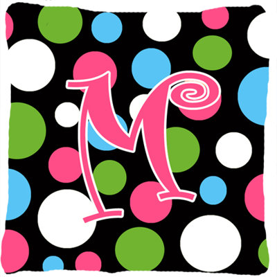 Monogramme Initial Polkadots intérieur/extérieur Throw Pillow