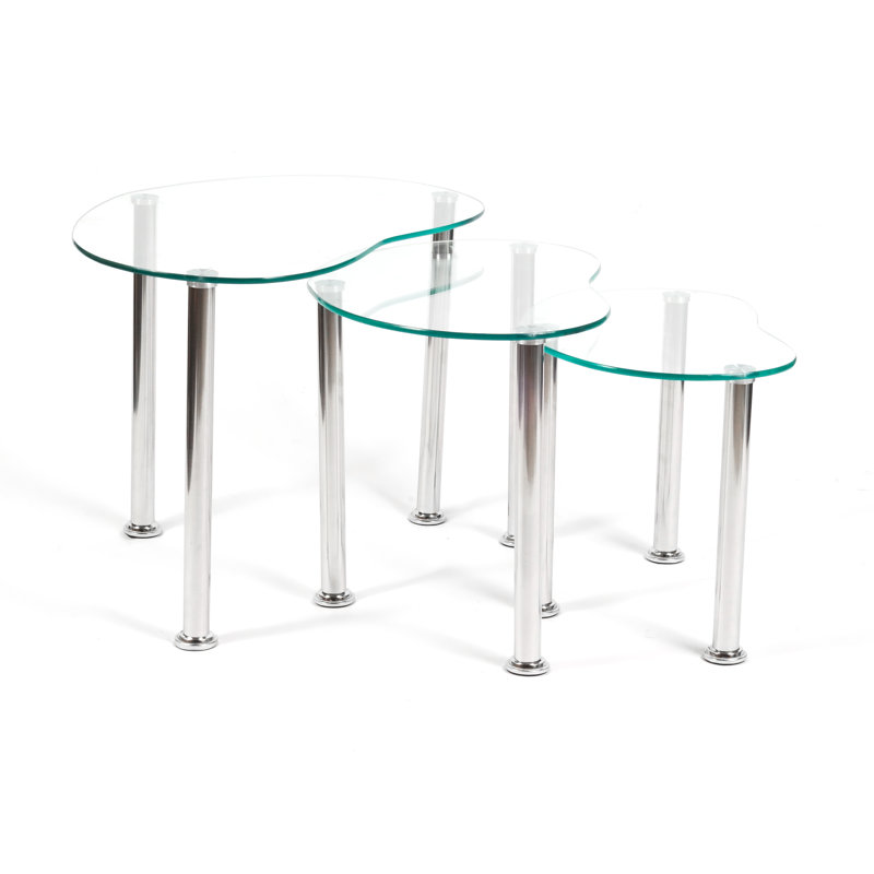 Ilchester Glass Top Nesting Tables, Clear