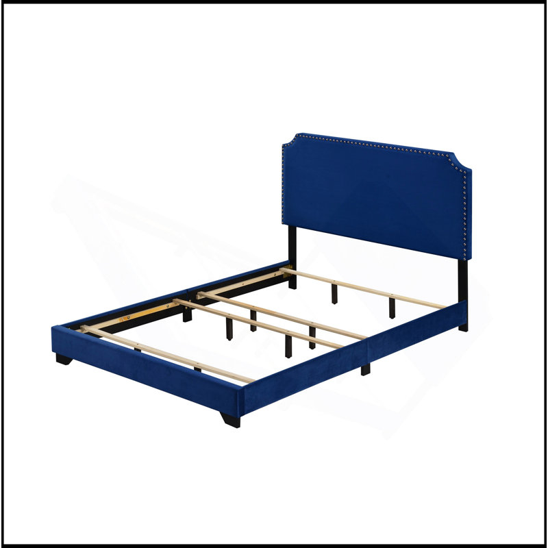 Grand lit en velours bleu Haemon