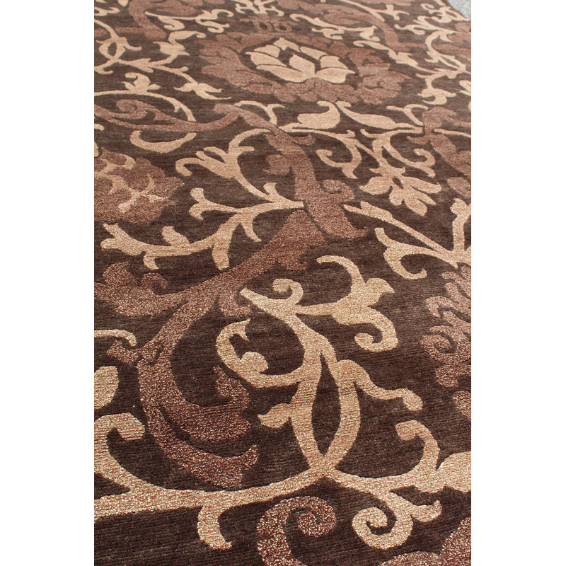 Pageantry Damask Area Rug in Brown, Rectangle 10'1" x 14'1"
