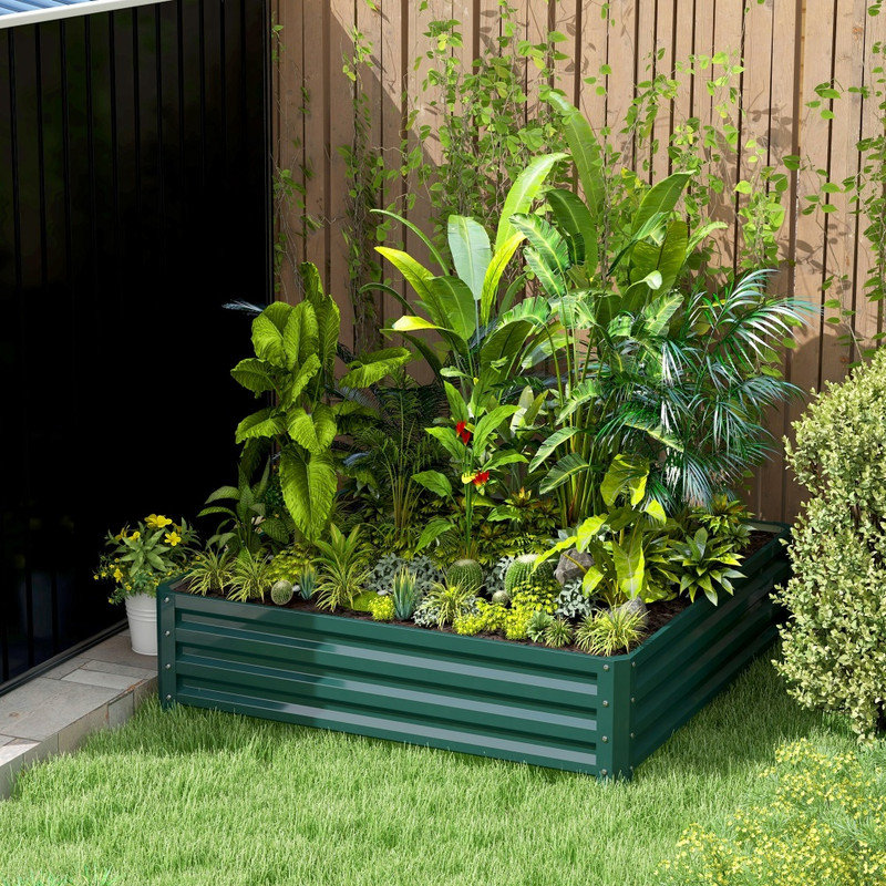 Planter Box, 30cm H x 120cm W x 120cm D, Set of 1, Green