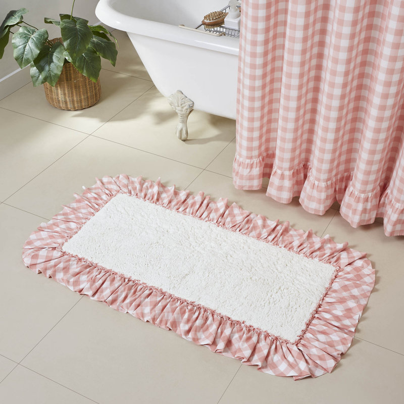  Annie Buffalo Check Bath Rug, Pink, 27" W x 48" L