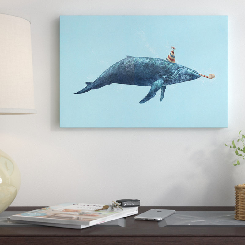 Art sur toile, "soirée baleine paysage", H 18 po x l 26 po x P 1,5 po, Toile avec cadre noir, Pas de tapis