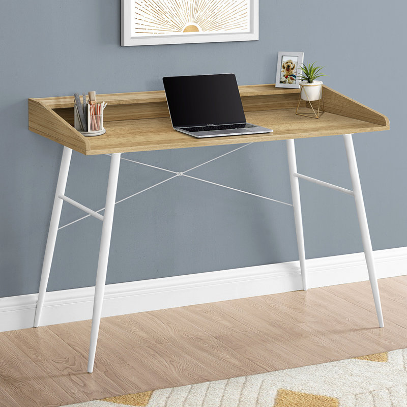Bureau d'ordinateur, bureau personnel, ordinateur portable, tablettes de rangement, L 48 po, bureau, métal, Chêne