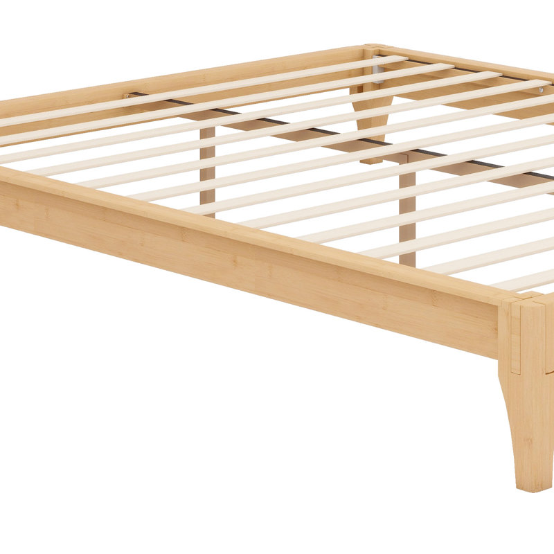 Solid Dry Bamboo Wood Platform Bed, Natural