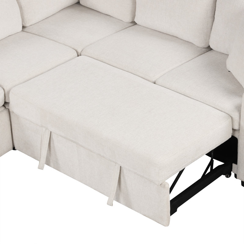 Canapé-lit convertible 108,7 po, Chenille beige, H 35 po x l 108,7 po x P 84,3 po