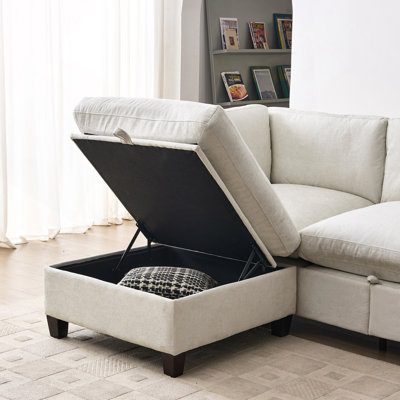 Canapé modulaire pour salon, canapé rembourré en tissu de chenille doux, canapé 3 places avec repose-pieds